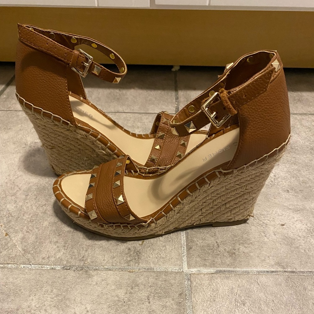 Marc Fisher Kegan Wedge Espadrille, Size 6.5, Brown